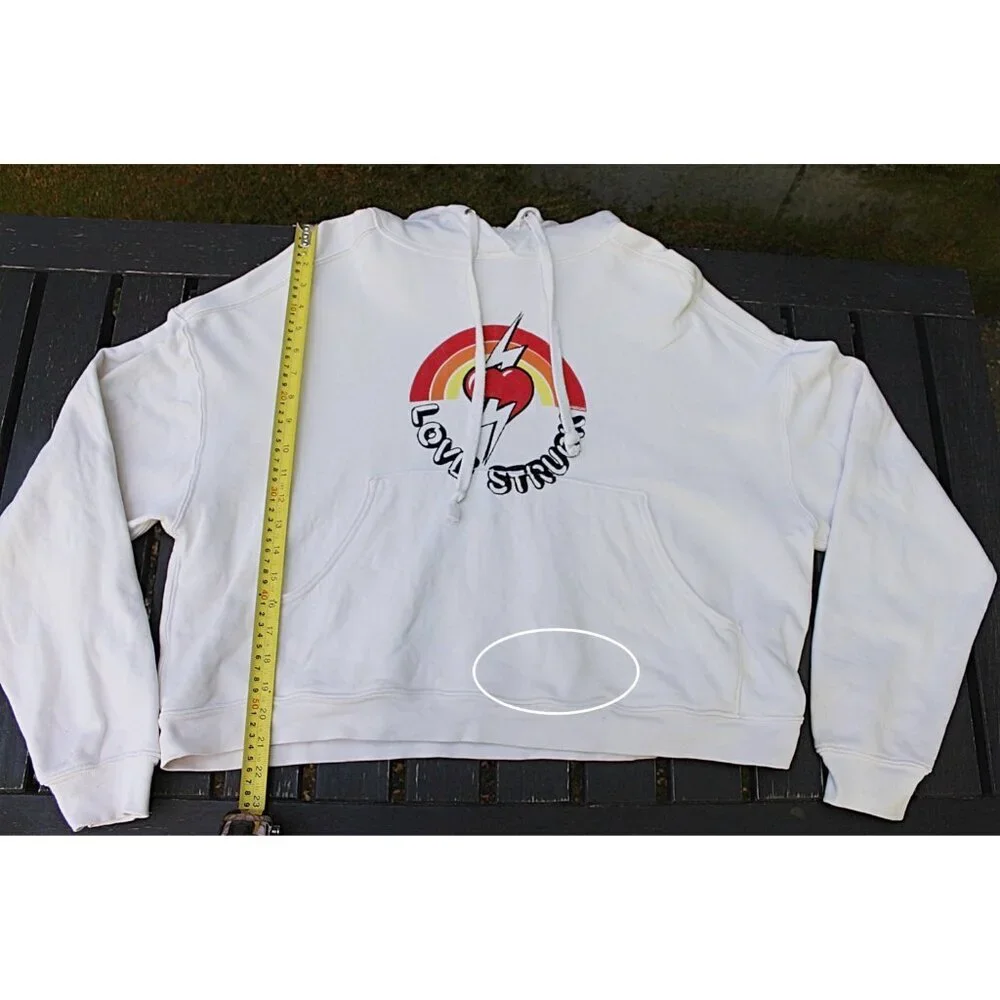 Re/Done - Love Struck Hoodie in Ivory, Medium - some flaws, READ - Picture 12 of 12